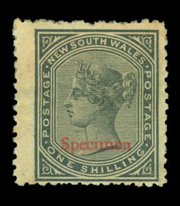 NEW SOUTH WALES 1876  Queen Victoria  1sh black  Scott # 60 ovpt. SPECIMEN