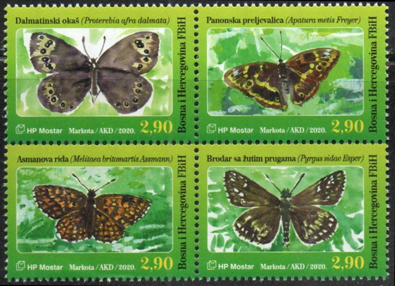 Bosnia & Herzegovina-Most. 419 - Mint-NH- 2.90m B'flies (Blk/4)(2020)(cv...