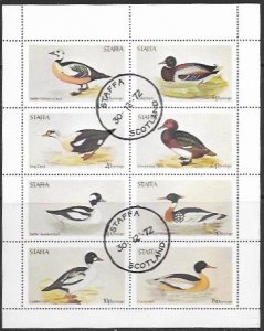 Staffa Scotland Mini Sheet used. Ducks.  Nice.  1974