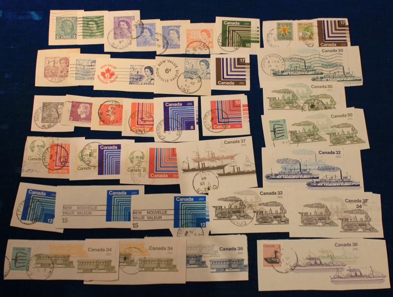 CANADA 36 CUT POSTAL STATIONARY PIECES MOSTLY DIFFERENT