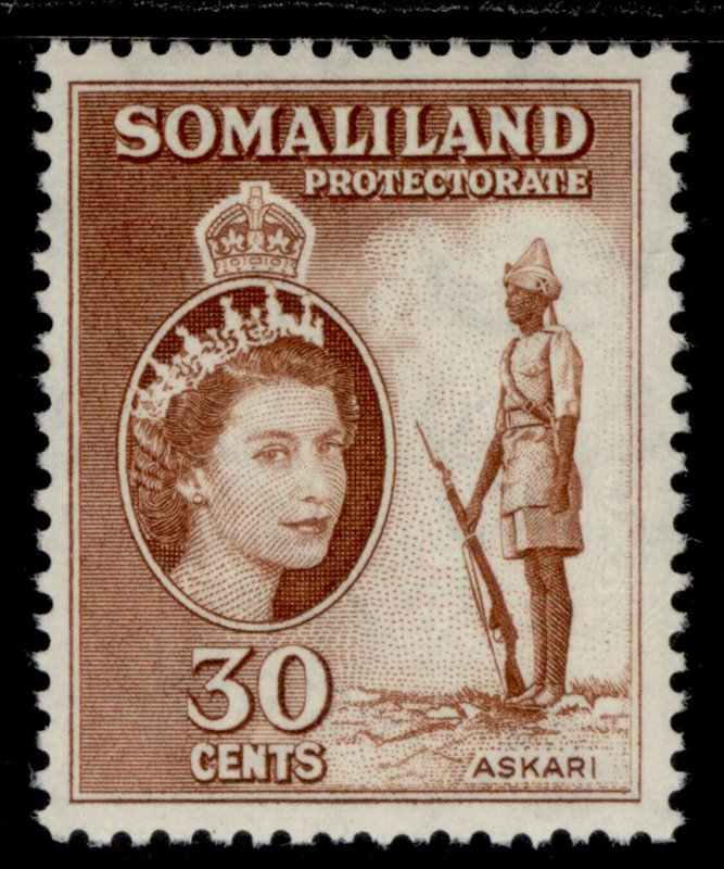 SOMALILAND PROTECTORATE QEII SG141, 30c reddish brown, M MINT.