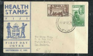 FIJI ISLANDS COVER (P0303B) KGVI 1951 SEMI POSTAL SET CACHETED  FDC TO NEW ZEALA 