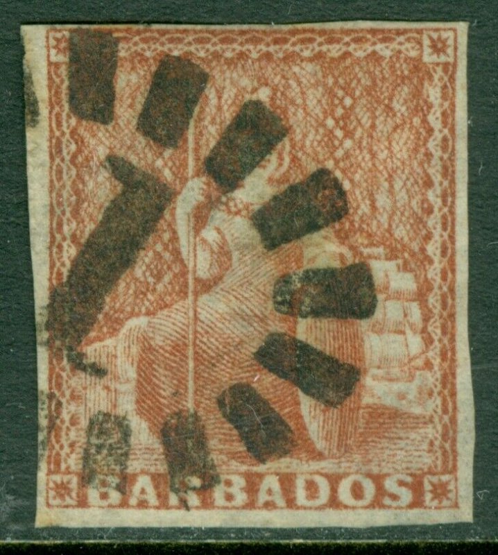 EDW1949SELL : BARBADOS 1855 Scott #4 VF, Used. Choice with nice margins Cat $325