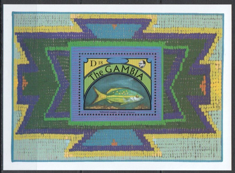 SS0581 GAMBIA FAUNA FISH & MARINE LIFE 1BL MNH