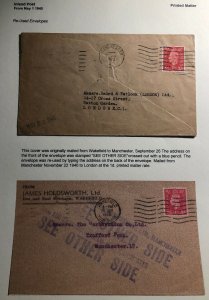 1940 Wakefield England Commercial Re Used Envelope  Cover To Manchester