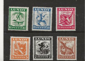 GB Local Lundy 1951 Puffins 6 vals the 1 1/2p MNH others without gum