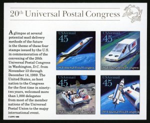 USA C126 20th Universal Postal Congress S/S MNH (Vehicle, Space Shuttle,  Rover)