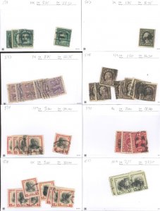 U.S. #511, 507, 537, 518, 834, 370, 833 SET OF USED STAMPS/MIXED CONDITION