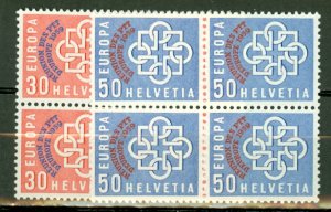 Q: Switzerland 376-7 MNH blocks of 4 CV $160