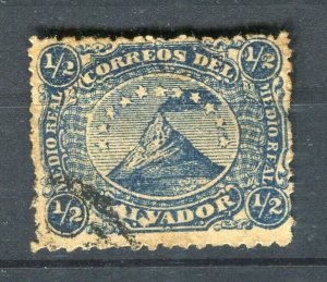 SALVADOR; 1867 early classic Volcano issue used 1/2r. value