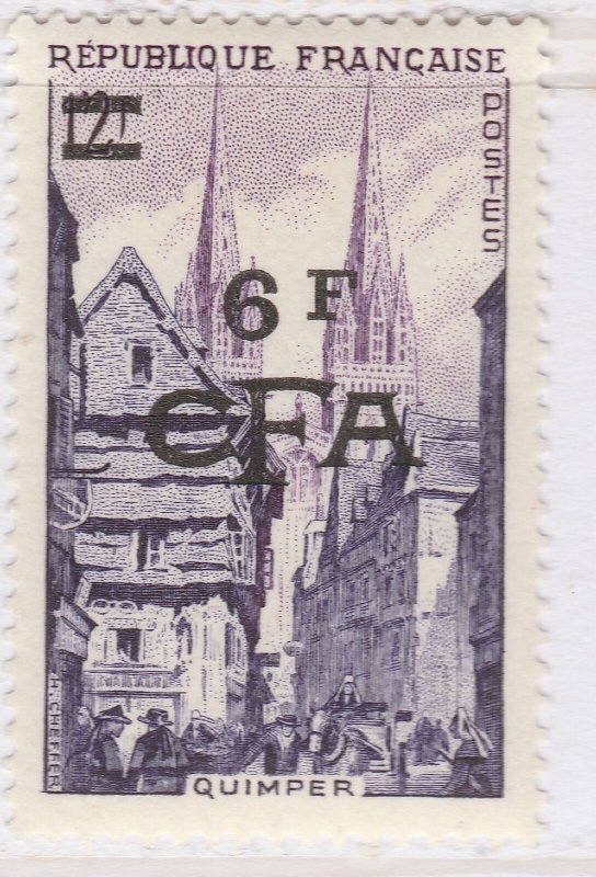 French Colony Reunion 1953-54 6fr on 12fr MH* Stamp A21P41F6525