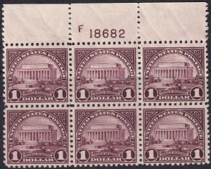 #571 Mint NH, VF+, Plate number block of 6 (CV $525) (CV $75 - ID30652) - Jos...