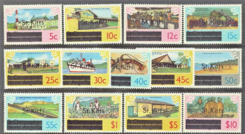 St.Kitts   25-37 MNH 1980 Surcharged Definitives