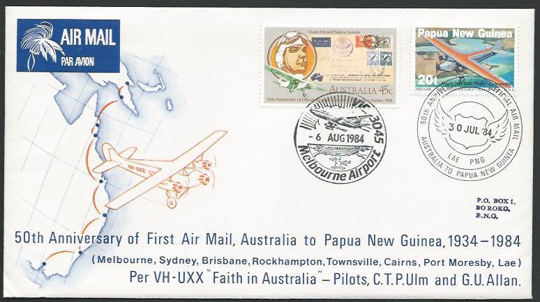 PAPUA NEW GUINEA 1984 50th Anniv first flight cover........................25791