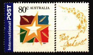 Australia Used Scott 2001 w/label partly seperated from stamp