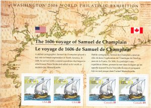 USA 2006, Joint Issue - Canada - The 1606 Voyage of Samuel de Champlain, MNH S/S