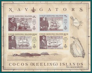 Cocos 1990 Navigators & Ships, MS MNH #221a,SGMS227