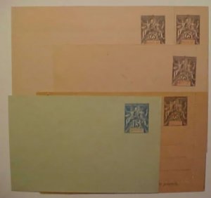 FRANCE NOSSI-BE MINT ENTIRE,LETTER CARD 3 WRAPPERS 5 DIFF