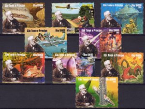 Sao Tome and Principe 2005  Jules Verne-Dinosaurs-Marine Life Set (9)  MNH VF