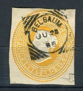 INDIA; 1880s classic QV 4a. 6p. fine POSTMARK Stationary Piece, Belgaum