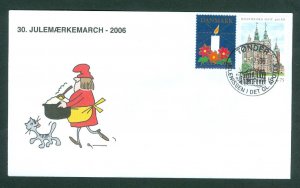 Denmark Cover. 2006. Cat,Santa. Tønder. “Christmas Seal Walk# 30. Sc# 1351.