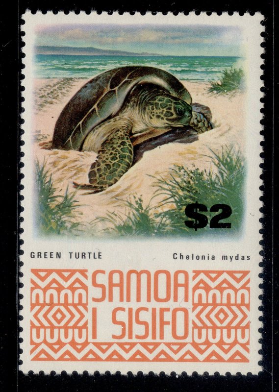 SAMOA QEII SG399a, $2 green turtle, NH MINT.