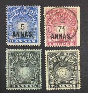 MOMEN: BRITISH EAST AFRICA SG #27-30 1894-1895 USED £222 LOT #63806