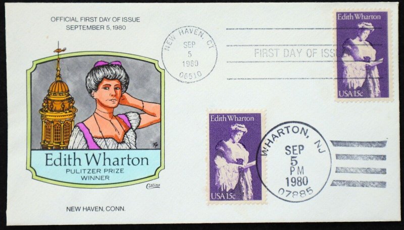 U.S. Used #1832 15c Edith Wharton 1980 Collins First Day Cover (FDC)