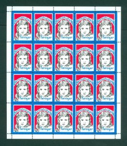 Faroe Islands. 1975. Poster Stamp Sheet MNH. The Children's Aid Fund. Girl