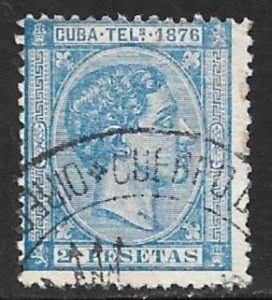 CUBA 1876 2p Darkish Blue Alfonso XII Telegraph Stamp His. T42 VFU