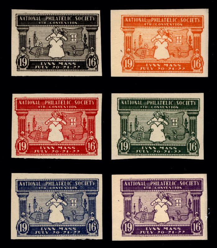 1916 National Philatelic Society Imperf Set of Cinderella Labels MNH