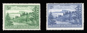 Norfolk Islands #23-24 Cat$25.50, 1959 3p and 2sh, set of two, never hinged