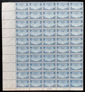 C20 CHINA CLIPPER Sheet of 50 US 25¢ Stamps MNH 1935 Plate 21475