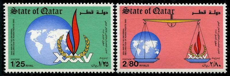 HERRICKSTAMP QATAR Sc.# 649-50 Human Rights