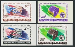 Rwanda 109-112,113 imperf,MNH. ITU-100,1965.Telstar,Syncom satellites.