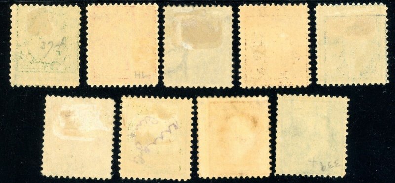 USAstamps Unused FVF US 1908 Washington Franklin Scott 331 - 339 OG MHR SCV $340