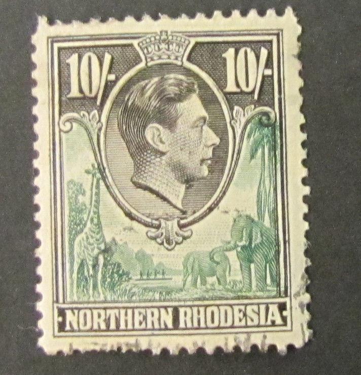 Northern  Rhodesia.  King George VI 10/- Value. Scott 44/Used F-VF/Quite Scarce