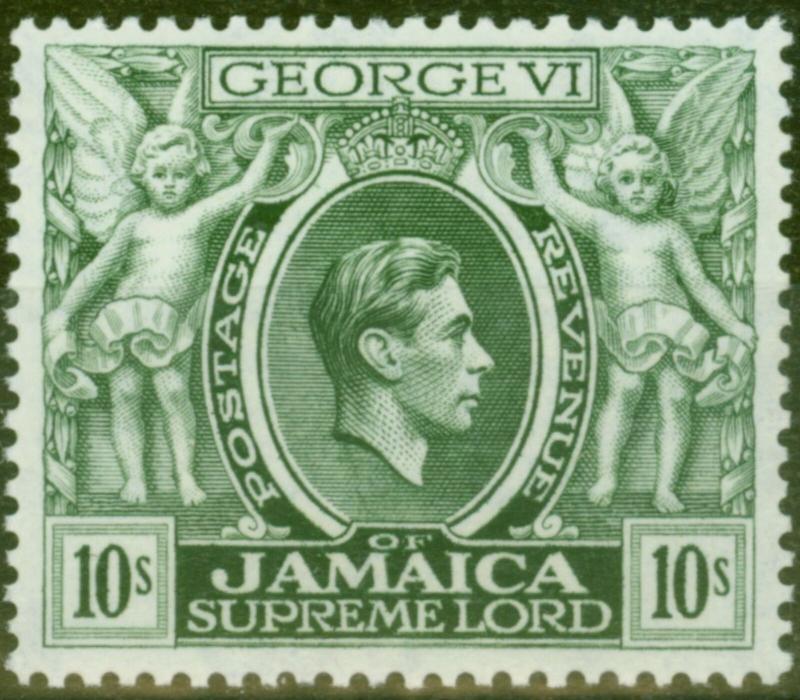 Jamaica 1950 10s Myrtle-Green SG133aa P.13 V.F MNH