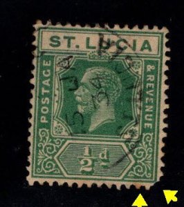 Saint Lucia Scott 76 Used corner problems 1912 KGV