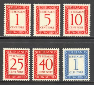 Netherlands New Guinea Scott J1-J6 Unused LHOG - 1957 Postage Dues - SCV $16.25