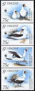 ST. VINCENT 4 SETS BIRDS WWF X1