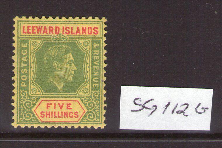 LEEWARD ISLANDS George VI 5/-   SG112b lightly hinged condition.
