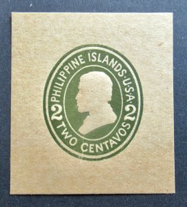 Philippines 1908 2¢ Envelope Cut Square #U34 MNH  