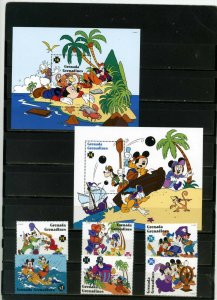 GRENADA GRENADINES 1995 DISNEY MICKEY'S HIGH SEA ADVENTURE 6 STAMPS 2 S/S MNH