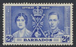 Barbados  SG 247 SC# 192 Coronation 1937  MLH   see details and scan