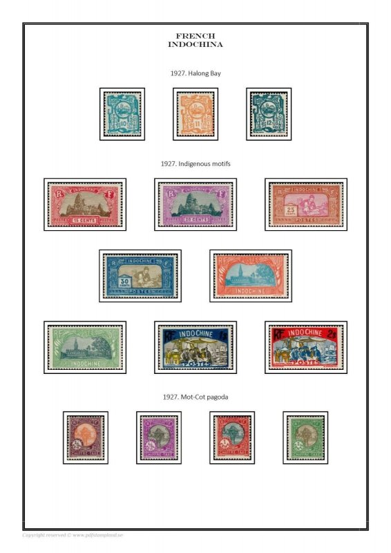 French Indochina 1889-1949 PDF (DIGITAL)  STAMP ALBUM PAGES 