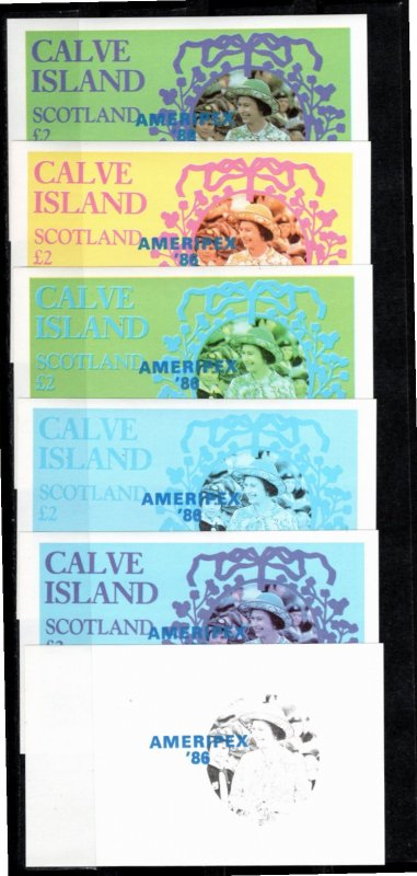 Calve Island (Scotland) 1986 MNH 2 pounds AMERIPEX OVERPRINT BLUE PROOFS