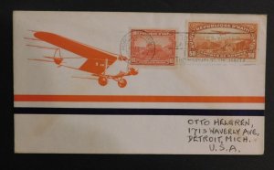 1934 Haiti Cover Port Au Prince to Detroit Michigan USA Plane Cachet