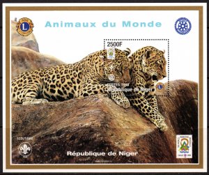 Niger 1998 Sc# 1007 Leopards/Lions/Rotary/SCOUT JAMBOREE S/S PERFORATED MNH