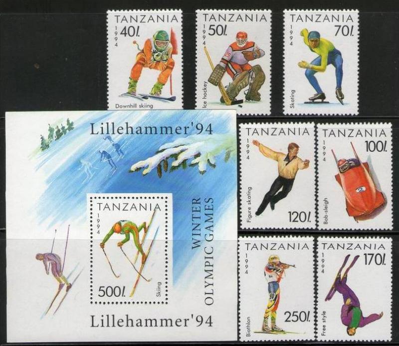 Tanzania 1994 Winter Olympic Games Lillehammer 7v + M/s MNH # 5333